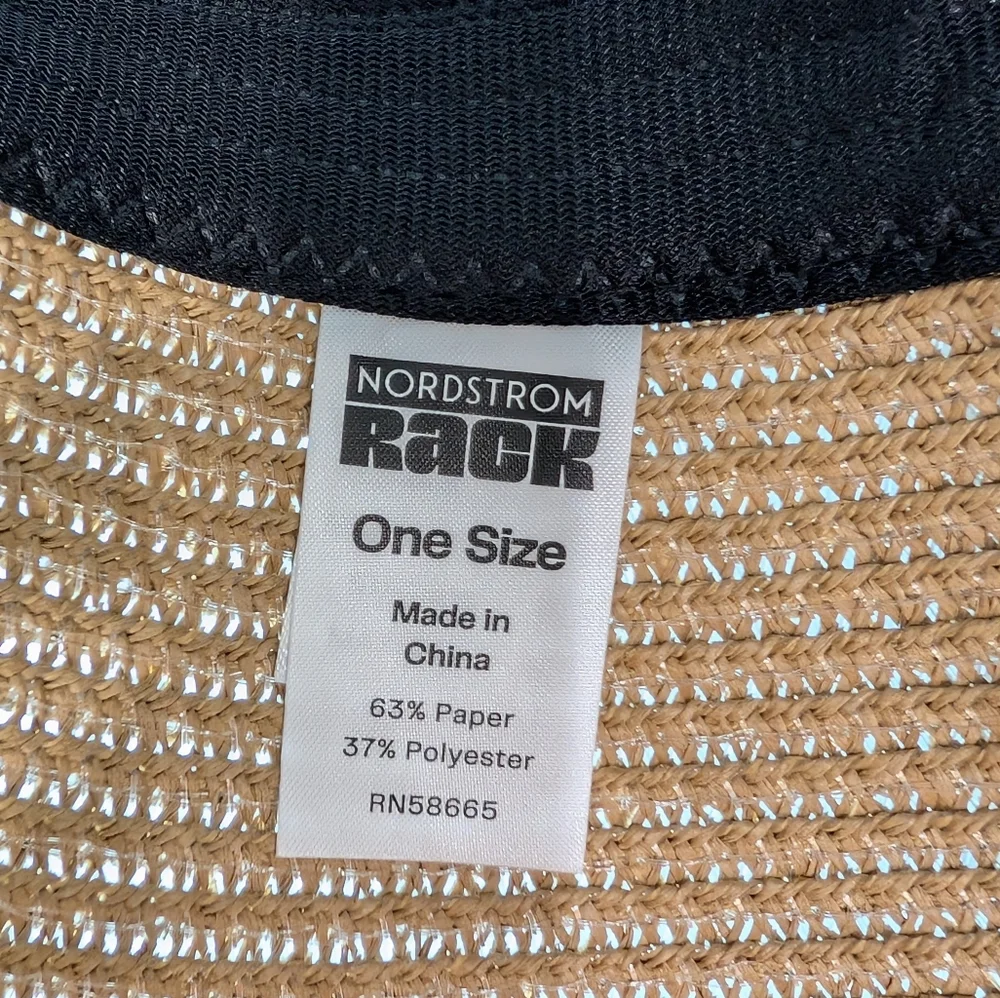 Nordstrom Rack Foldable Tan Wide Brim Visor Black and White Pattern One Size - Picture 5 of 8
